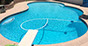 Finished painted blue pool after an acid wash